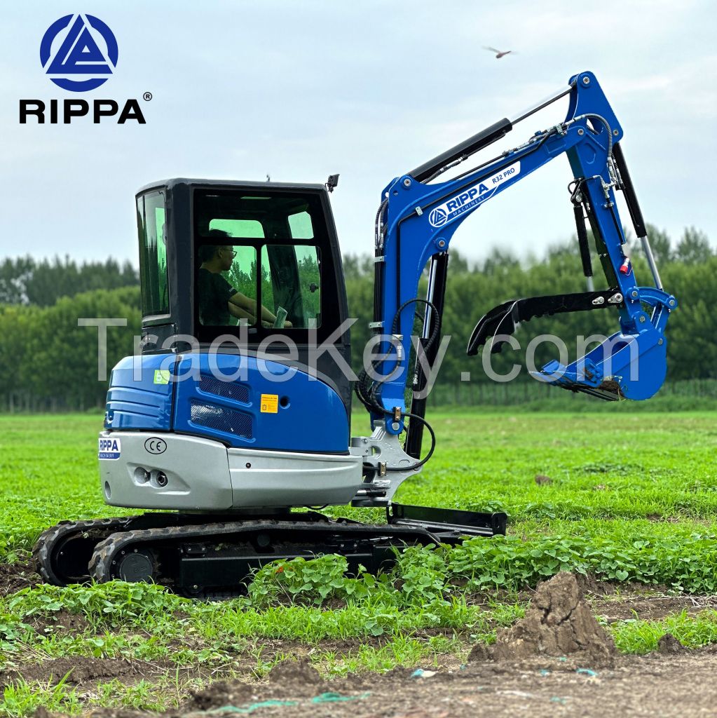 RIPPA Hydraulic Small Digger Earth-Moving Machinery Mini Excavator EPA Engine CE Approved Digging Machine