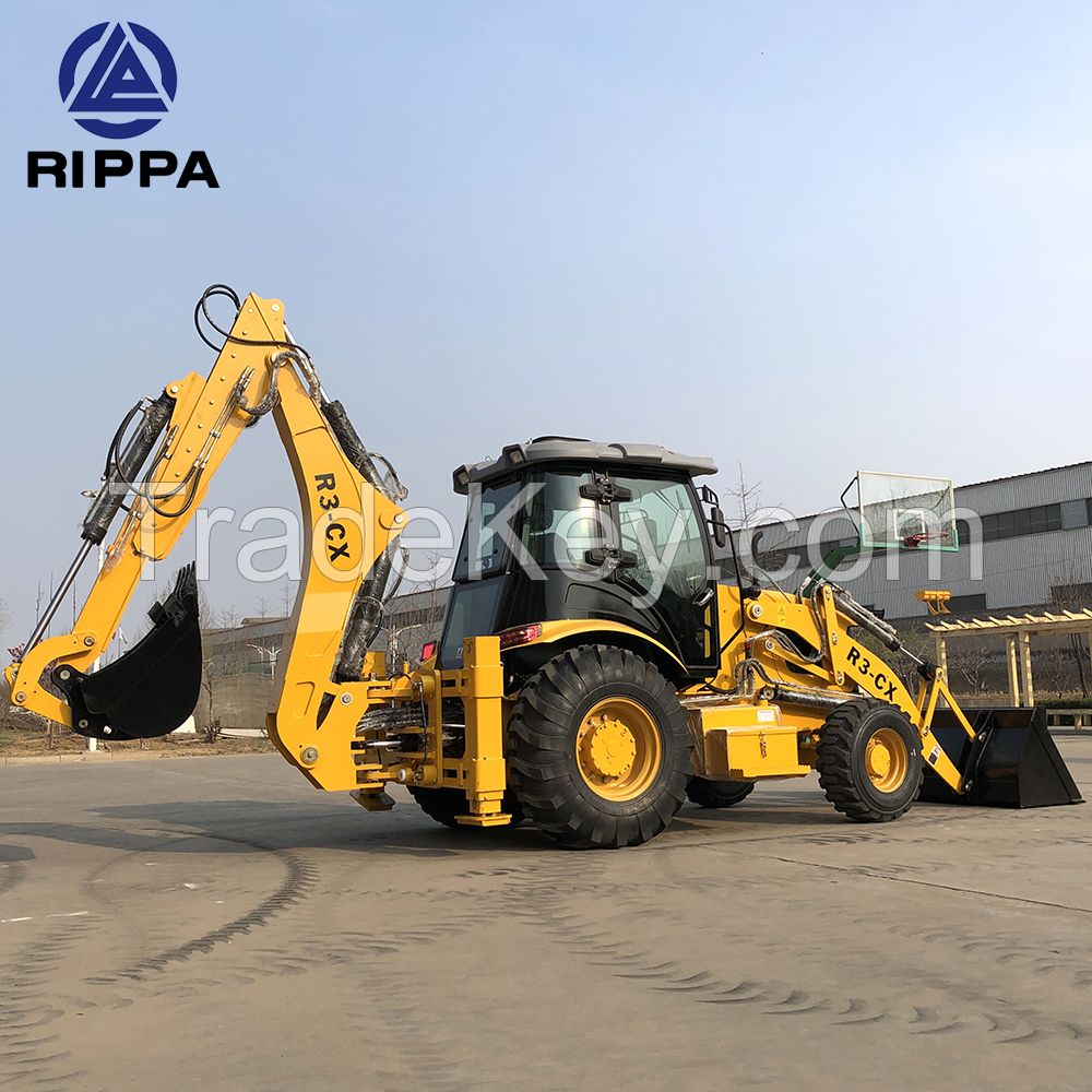 Rippa Mini Diesel Wheel Backhoe Loader with EPA Engine 2 Ton and 6 Ton Rated Load for Manufacturing Plant