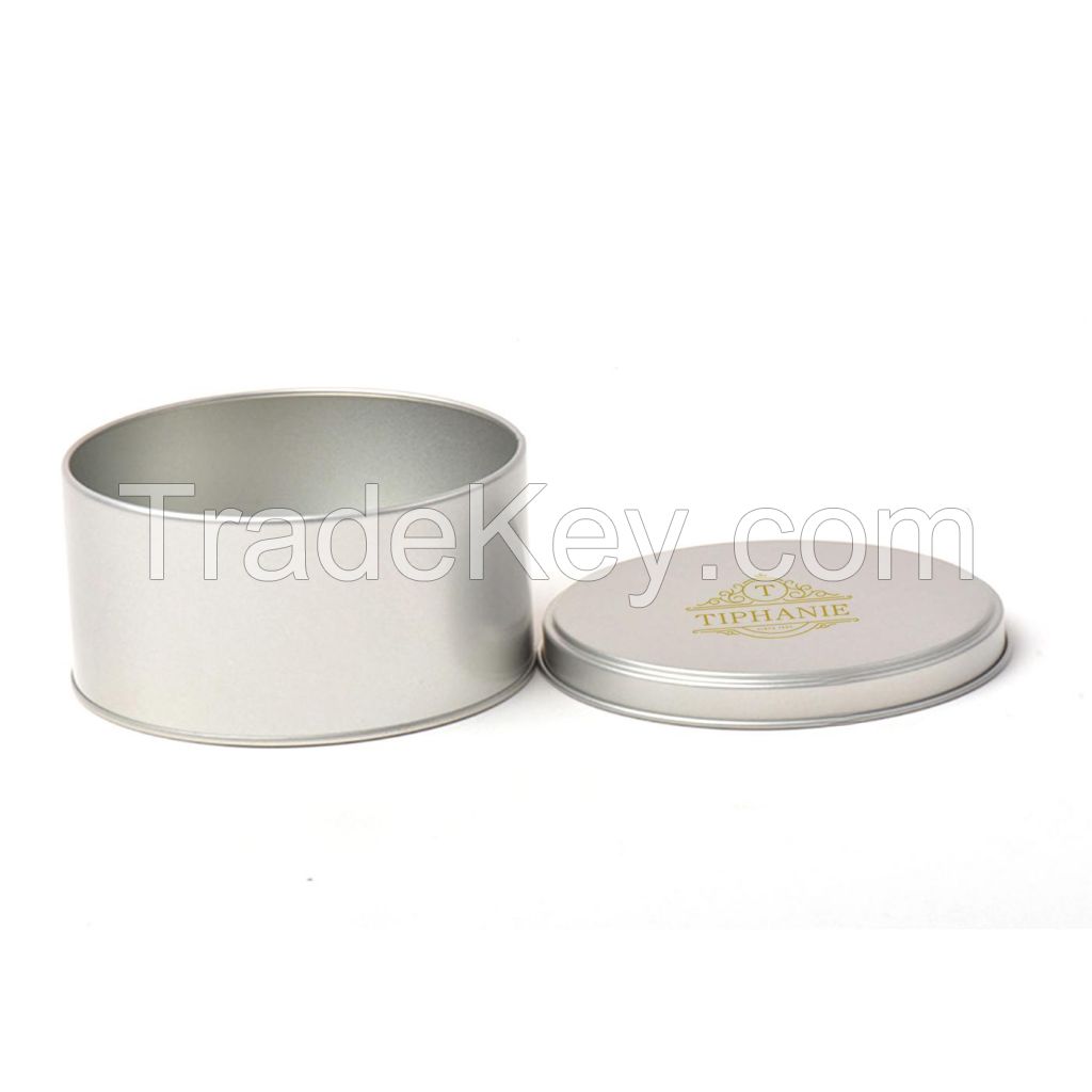 Round Metal Container With Top Lid