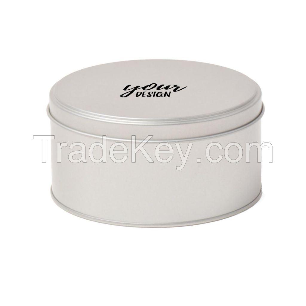 Round Metal Container With Top Lid
