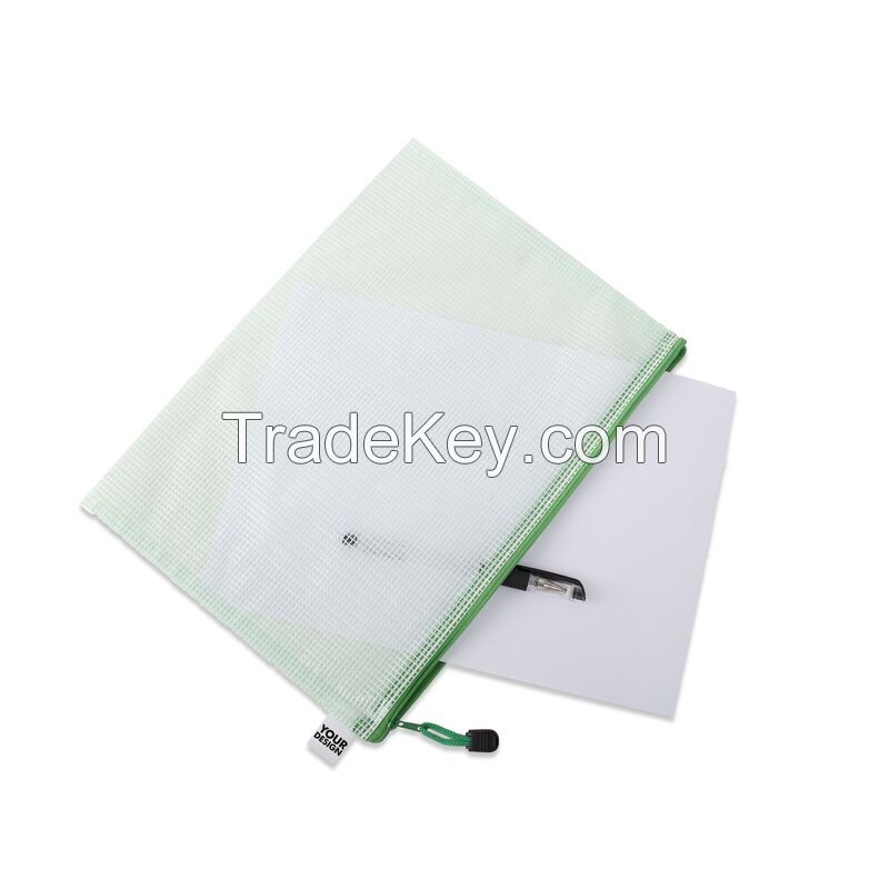 Mesh Clear Zipper File Pouch