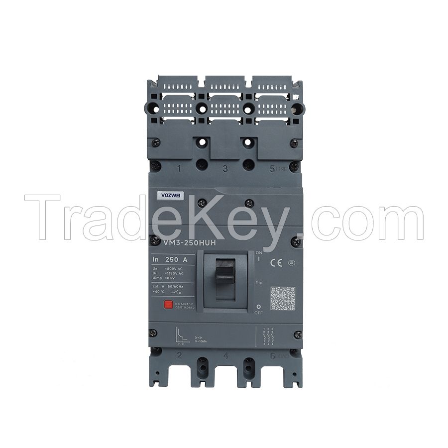 MCCB VM3-250HUH AC250A 3P AC1000V High voltage Molded case circuit breaker for solar energy and wind power