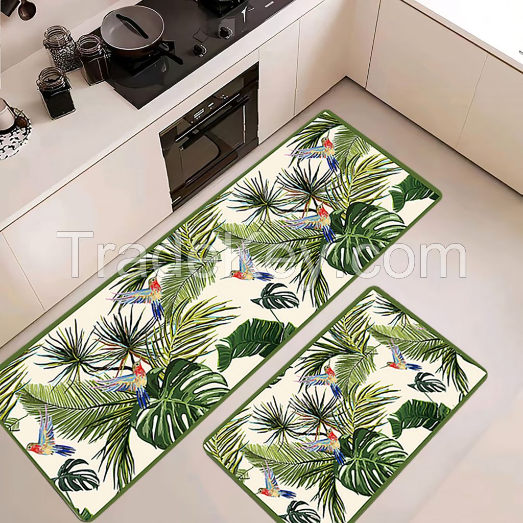 2 pcs of green color customized long standing anti-fatigue kitchen mats