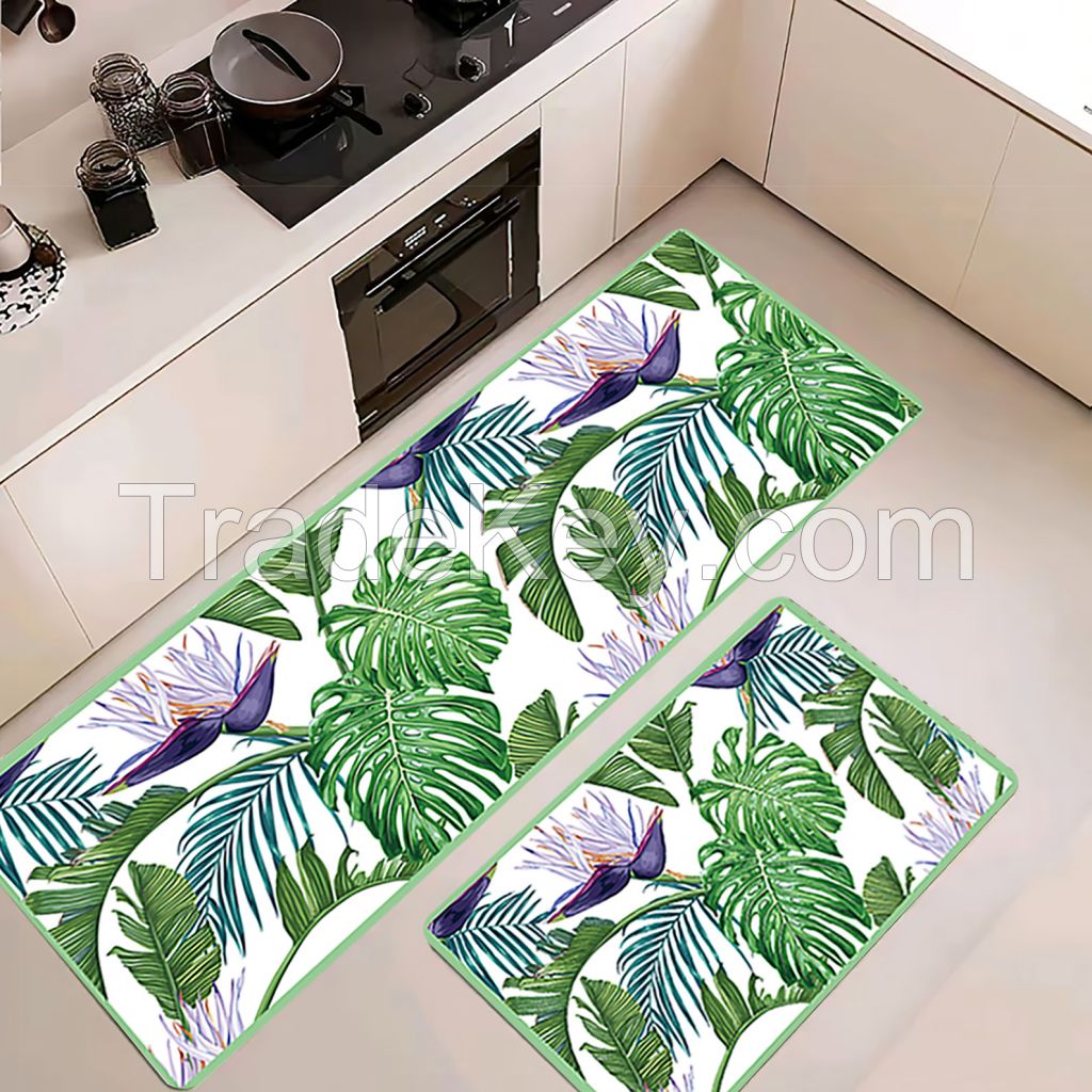 2 pcs of green color customized long standing anti-fatigue kitchen mats