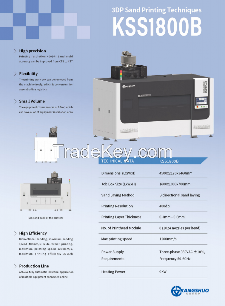 Industrial Binder Jetting 3DP printer professional manufacturer 3DP inkjet sand mold additive manufacturing 3DTEK KSS1800A