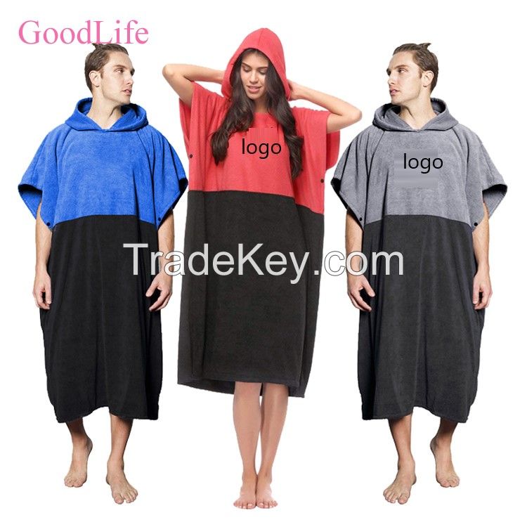 Customized Microfiber Quick-dry Adult Hooded Surf Poncho Towel For Beach Swimming