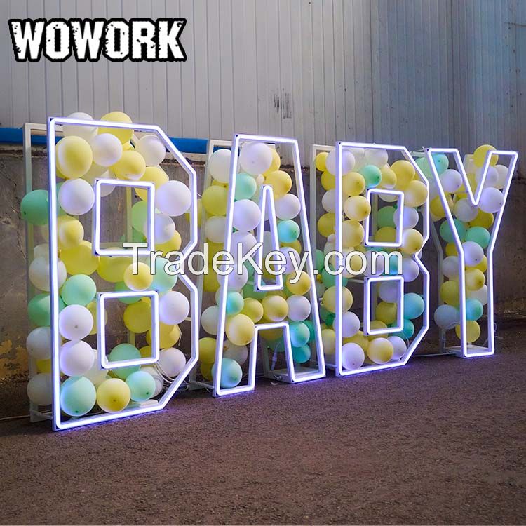 WOWORK RGB neon marquee letter number light for wedding party decoration