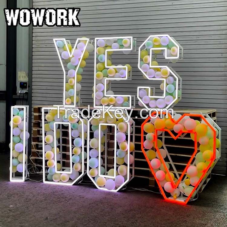 WOWORK RGB neon marquee letter number light for wedding party decoration