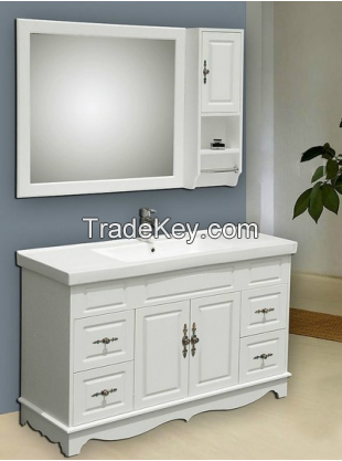 Modern Single Floor Bathroom Vanity Cabinet and Sink Combo White Rectangle