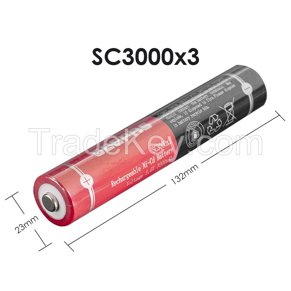 GEEPAS 2.4V/3.6V SC 3000mAh Ni-CD Rechargeable Battery Pack For Flashlight