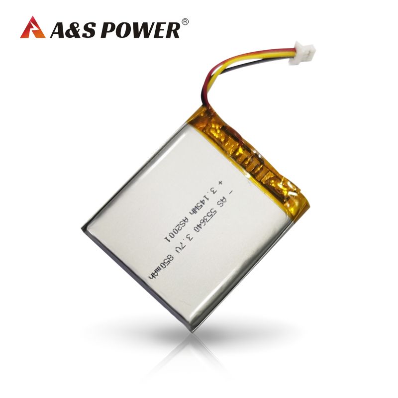 Li-Polymer Battery Rechargeable AS553640 3.7v 850mAh LiPo Battery get UL2054/UL1642/CB/KC/CE/CCC/UN38.3/WERCS Certified