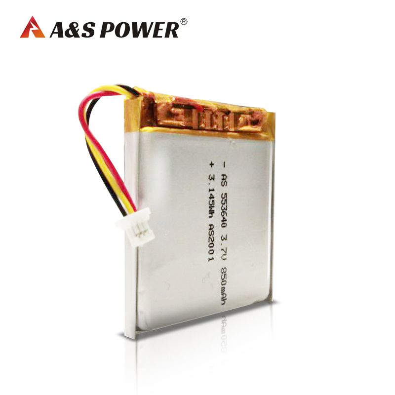 Li-Polymer Battery Rechargeable AS553640 3.7v 850mAh LiPo Battery get UL2054/UL1642/CB/KC/CE/CCC/UN38.3/WERCS Certified