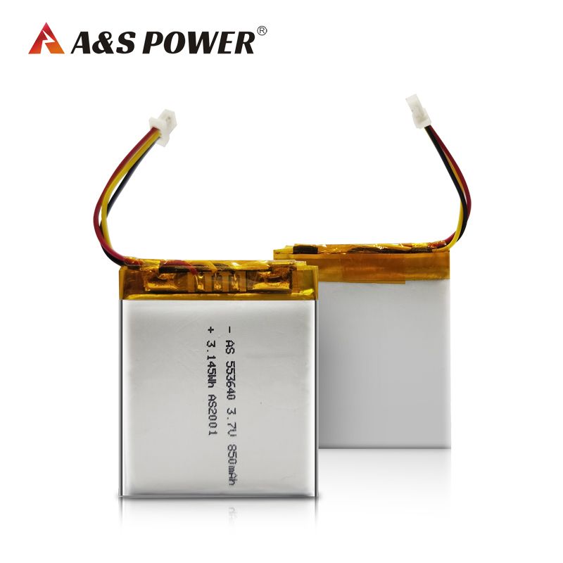 Li-Polymer Battery Rechargeable AS553640 3.7v 850mAh LiPo Battery get UL2054/UL1642/CB/KC/CE/CCC/UN38.3/WERCS Certified