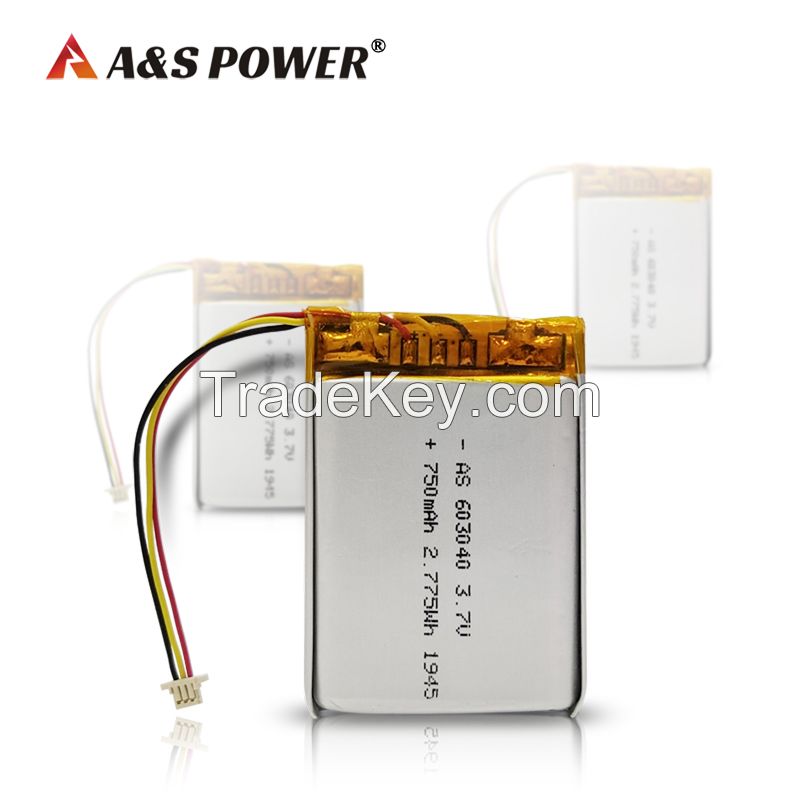 UL2054/CB/KC/CE Certified Rechargeable Lipo 603040 3.7V 750mAh Lithium polymer battery