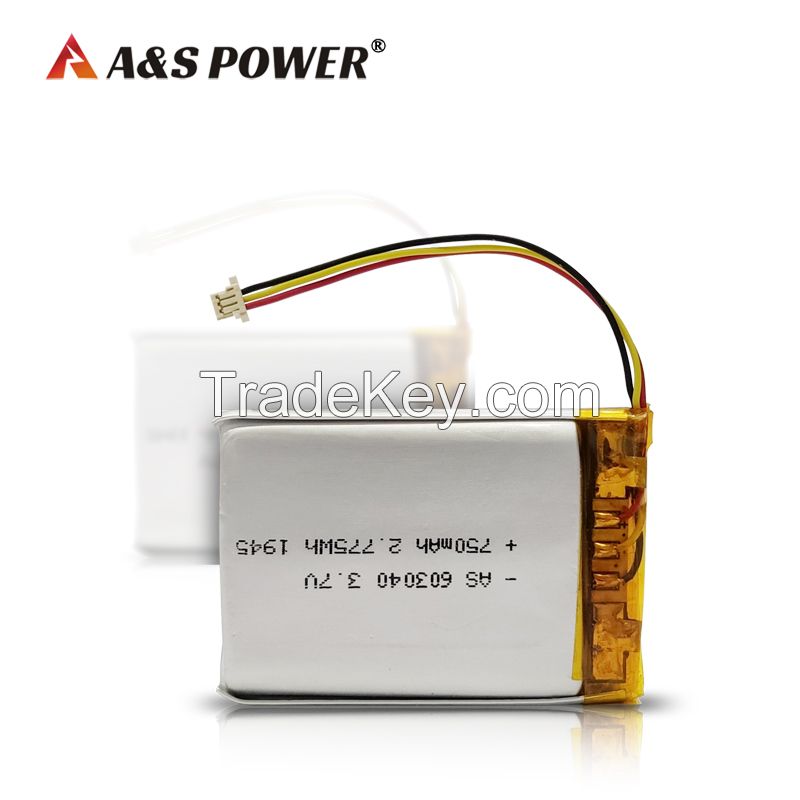 UL2054/CB/KC/CE Certified Rechargeable Lipo 603040 3.7V 750mAh Lithium polymer battery