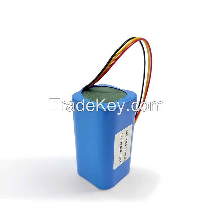 Customized Rechargeable 18650 Li ion Cells 2S2P 7.4V 5200mAh Lithium ion Battery Pack
