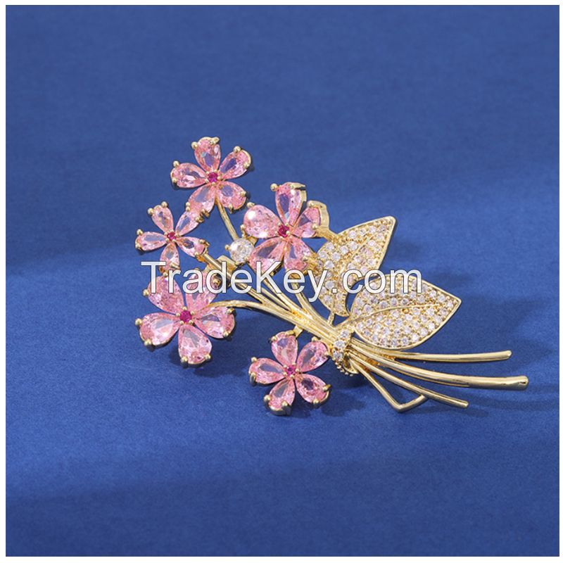 Korean Fashion High-end Micro-inlaid Zircon Bouquet Brooch