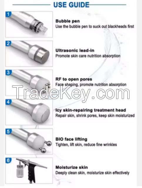 9 in 1 Small Bubble Vertical Hydra Dermabrasion Oxygen Facial Rejuvenation Machines 6 Heads Ultra Micro Bubble Cleaner Sink Peel