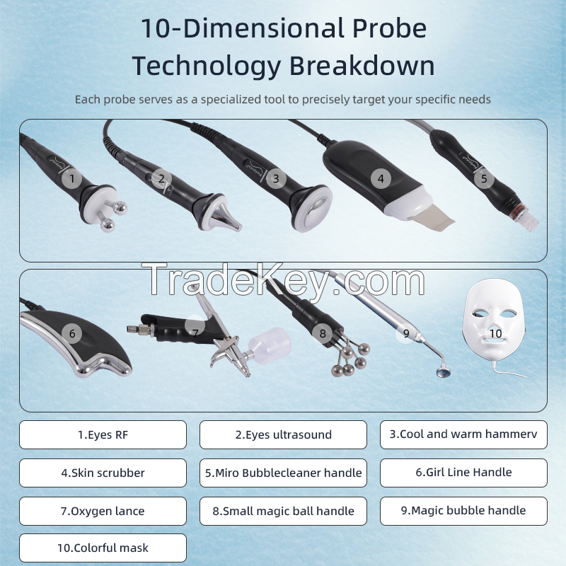 11 in 1 Skin Management Instrument Hydro Dermabrasion Oxygen Facial Cleaning Skin Care Machine