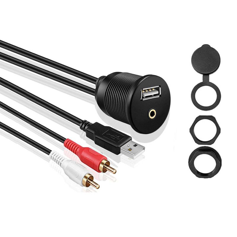 In-vehicle USB AUX 2RCA Audio-visual Data Cable