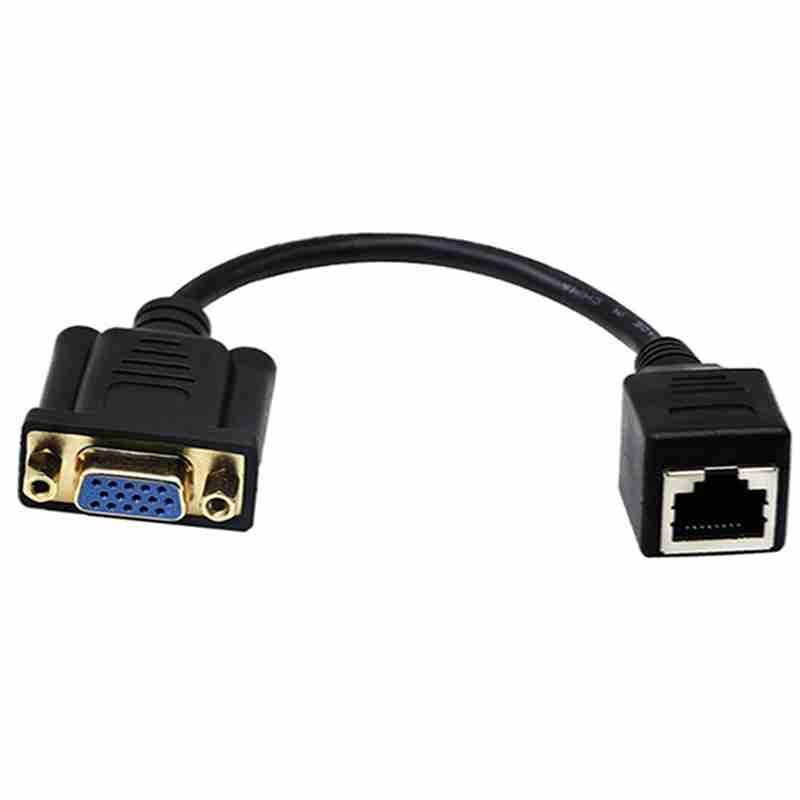 VGA to Network Port Adapter Cable, 0.15-meter VGA to RJ45 Adapter Cable, Transmitting VGA Signals via Ethernet Cable 