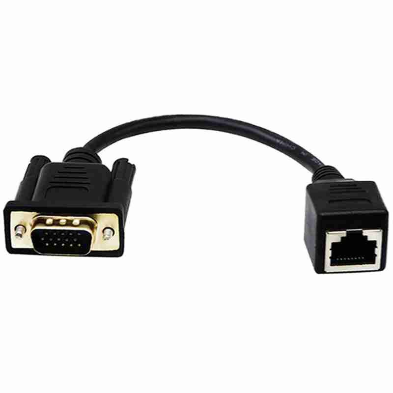 VGA to Network Port Adapter Cable, 0.15-meter VGA to RJ45 Adapter Cable, Transmitting VGA Signals via Ethernet Cable 