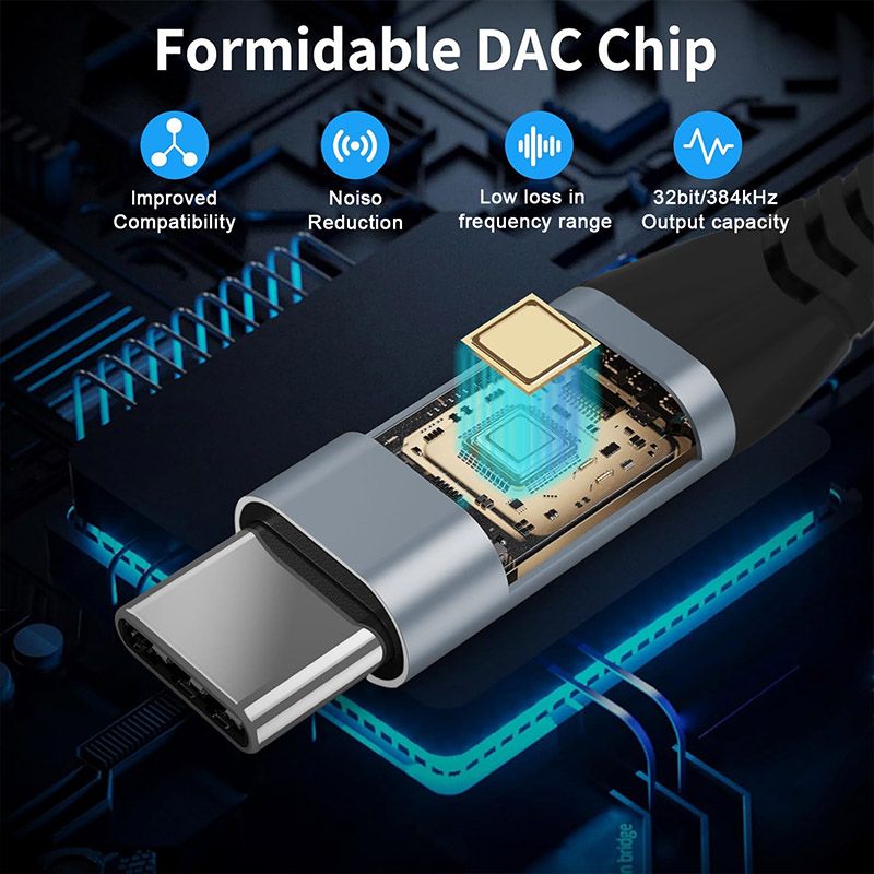 TYPE-C Splitter Cable - 1-to-2 Headphone Audio Y-Cable, Compatible with Major Mobile Phones, Tablets and Computers