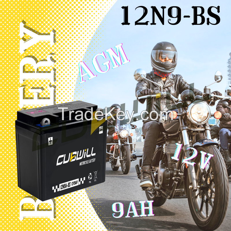 12N9A 12V 9ah AGM Motorcycle battery bateria para moto