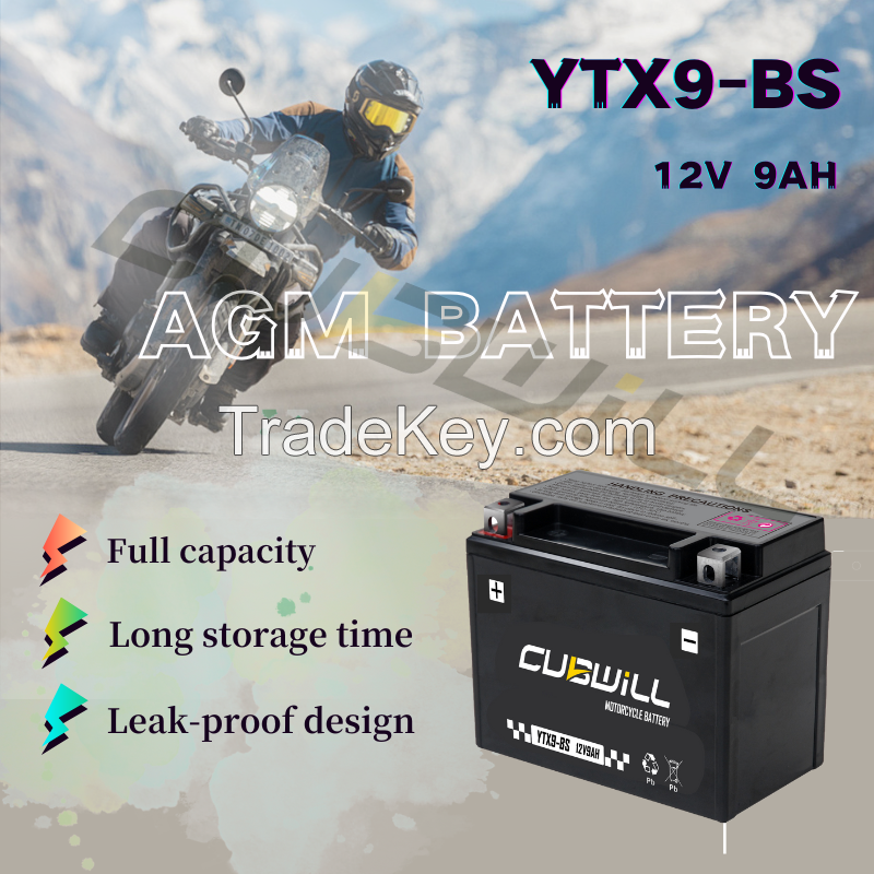 YTX9 12V 9ah AGM Motorcycle battery bateria para moto