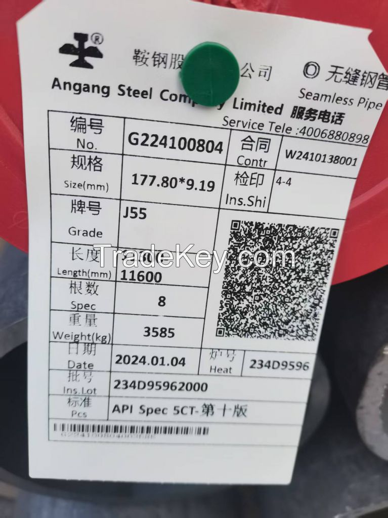 Plain-end Casing and Tubing Seamless Pipe Ansteel Group Inspection Certificate
