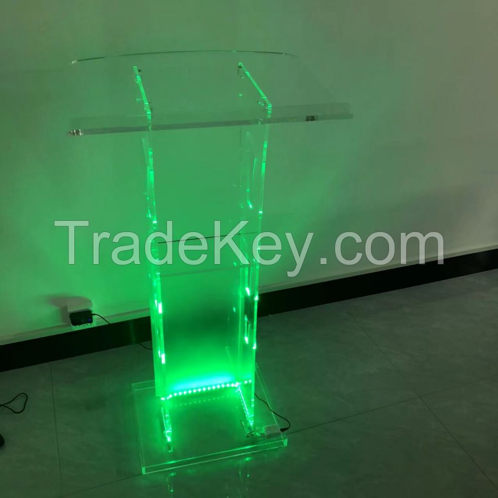 Acrylic podium for conferences  School event lectern stand  LED illuminated church pulpit  LED lectern for conferences durable podium display portable lectern stand removable display rack eco-friendly podium stand Acrylic lectern stand