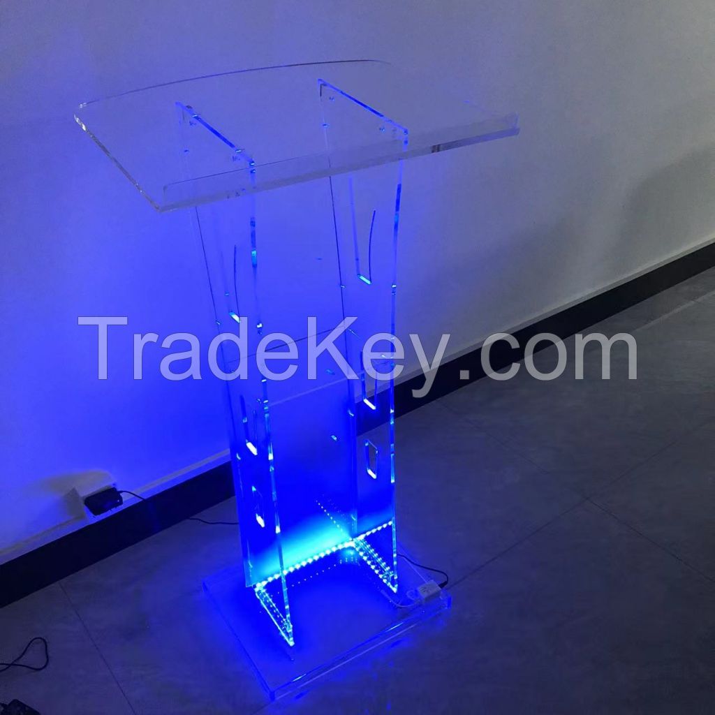 Acrylic podium for conferences  School event lectern stand  LED illuminated church pulpit  LED lectern for conferences durable podium display portable lectern stand removable display rack eco-friendly podium stand Acrylic lectern stand
