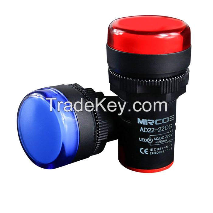 LED SIGNAL INDICATOR LIGHT Industrial LED Signal Lamp - AD22 Waterproof Indicator, 50,000Hrs Lifespan, Screw Terminal, for Electrical Control/Telecom/Mining Equipment