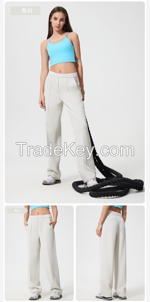 Women's Air-Layer Lounge Pants - Flowy Straight-Leg Wide Trousers with Slimming Drape &amp; Naked Sensation Comfort  D25047