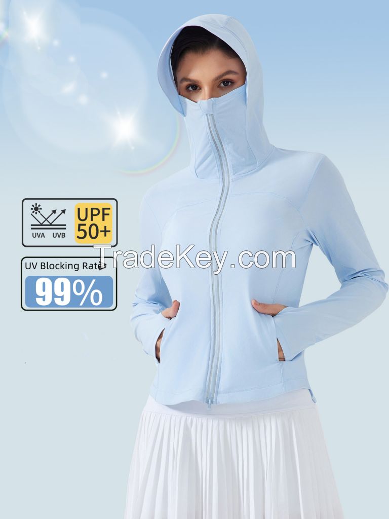 Women's UPF 50+ Cooling Sun Hoodie - Breathable Quick-Dry UV Shirt with Face Cover