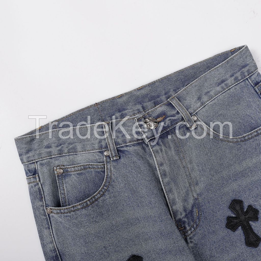 Crome Miami Limited Edition Color-Patch Light Wash Denim Pants of