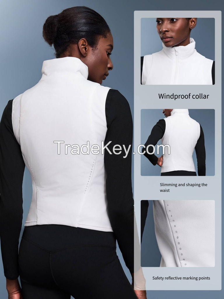 Women's Stand Collar Vest - Lightweight Fleece Lined Sleeveless Jacket D25122