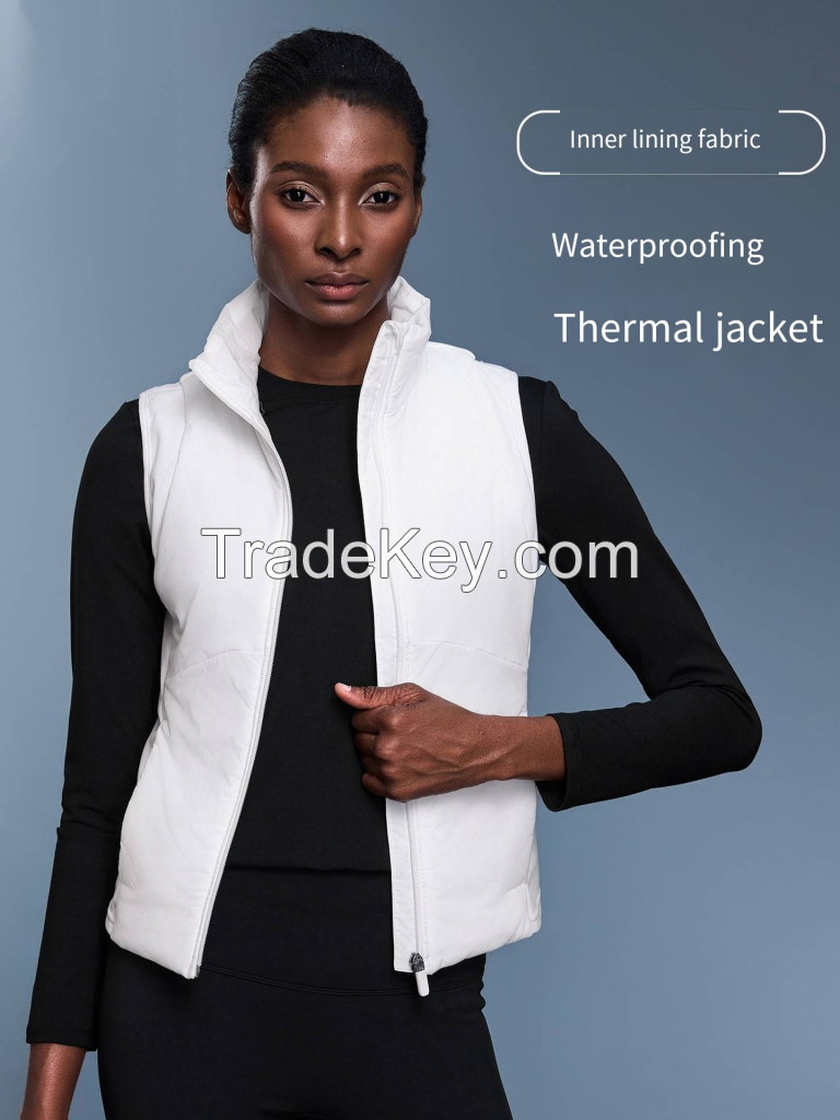 Women's Stand Collar Vest - Lightweight Fleece Lined Sleeveless Jacket D25122