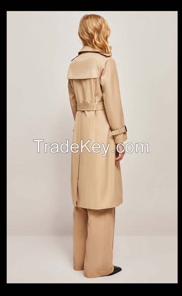 Classic Gabardine Trench Coat - British-Inspired Belted Trench Coat 2F6183#