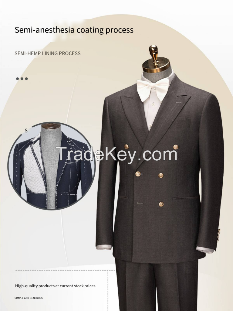 Men's Double-Breasted Wedding Suit - Groom Tuxedo Three-Piece Set LHX8001T