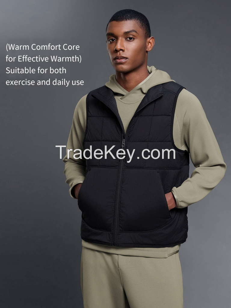 Men's Quilted Vest - Lightweight Stand Collar Gilet DMJ030
