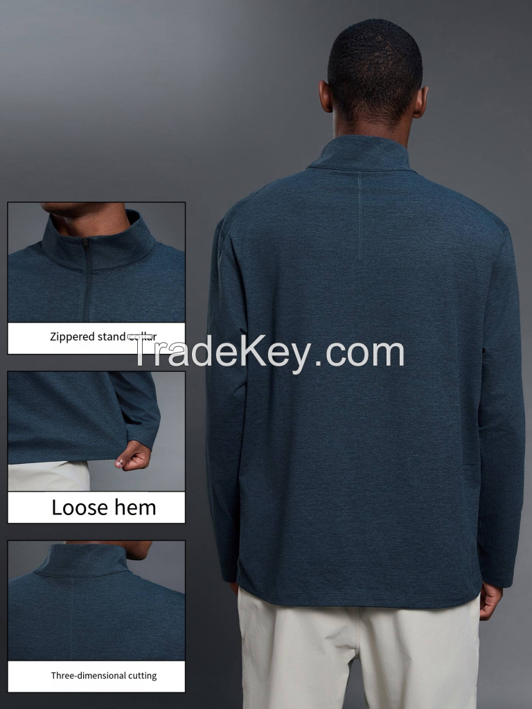 Men's Half-Zip Polo Shirt - Breathable Stand Collar Top DMJ032