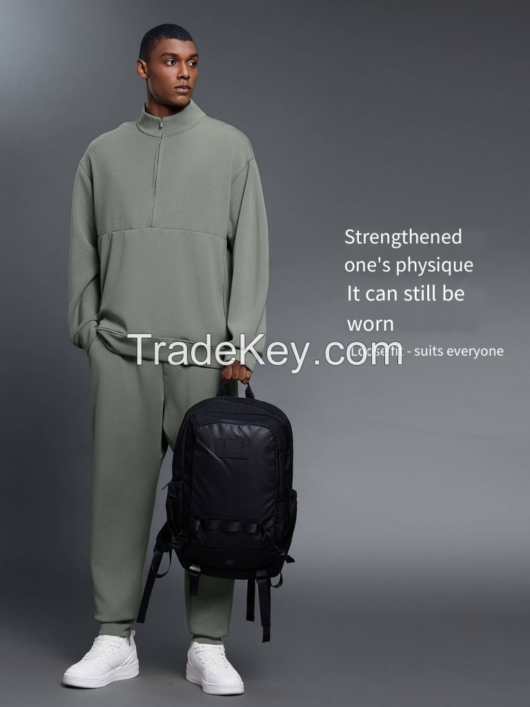 Men's Air Layer Half-Zip Sweatshirt - Minimalist Pullover Top DMT027