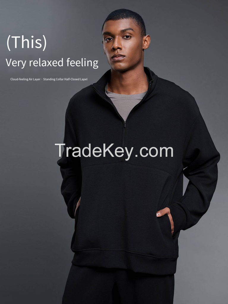 Men's Air Layer Half-Zip Sweatshirt - Minimalist Pullover Top DMT027