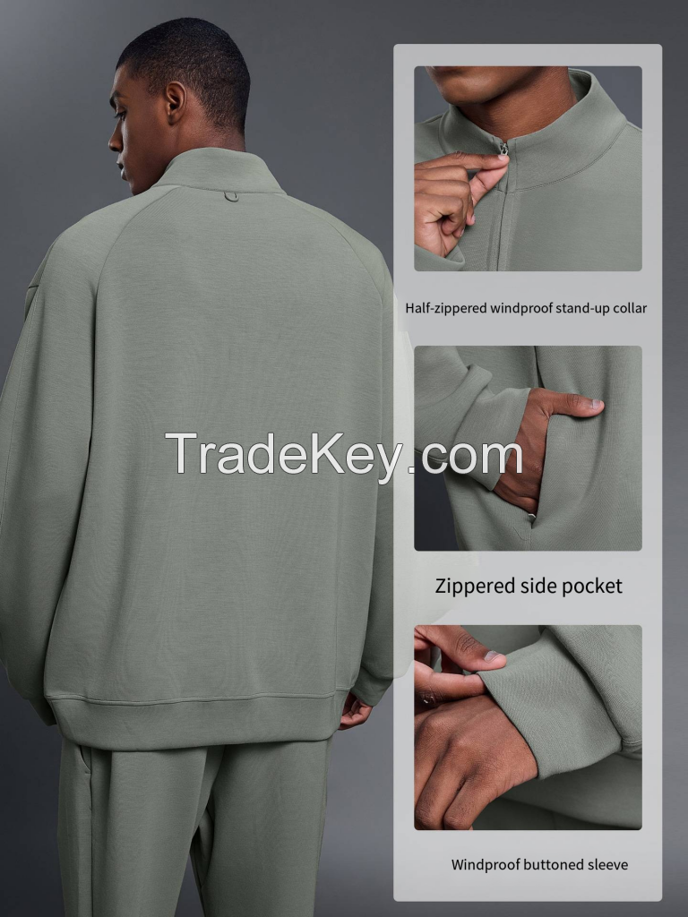 Men's Air Layer Half-Zip Sweatshirt - Minimalist Pullover Top DMT027