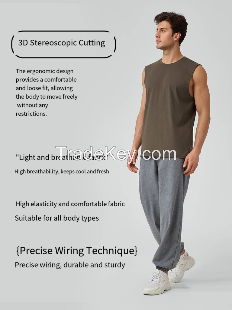 Men's Modal Sleeveless Top - Wide Shoulder Gym Vest 51118