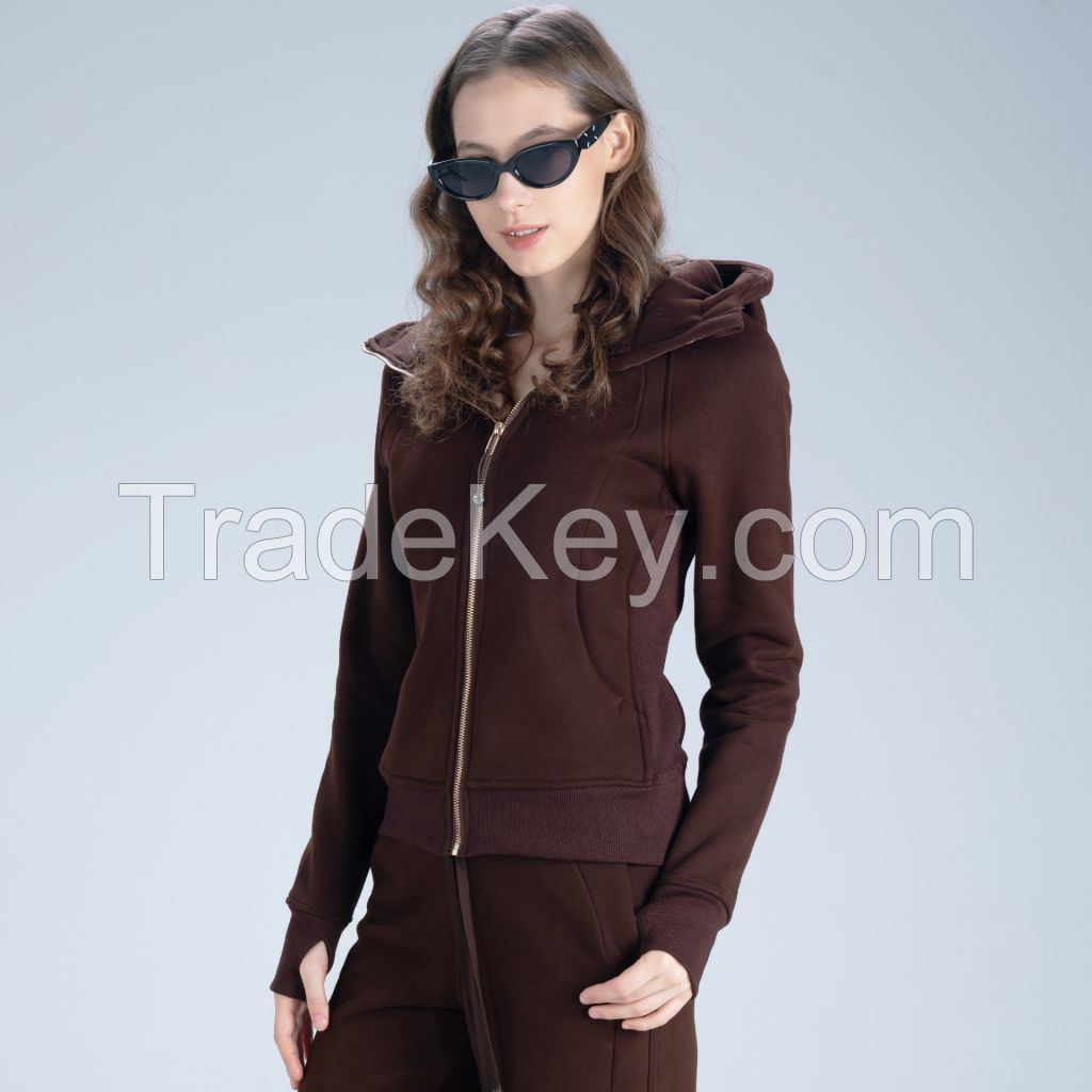 Women's Slim-Fit Fleece Hoodie - Winter Yoga Jacket WT2310