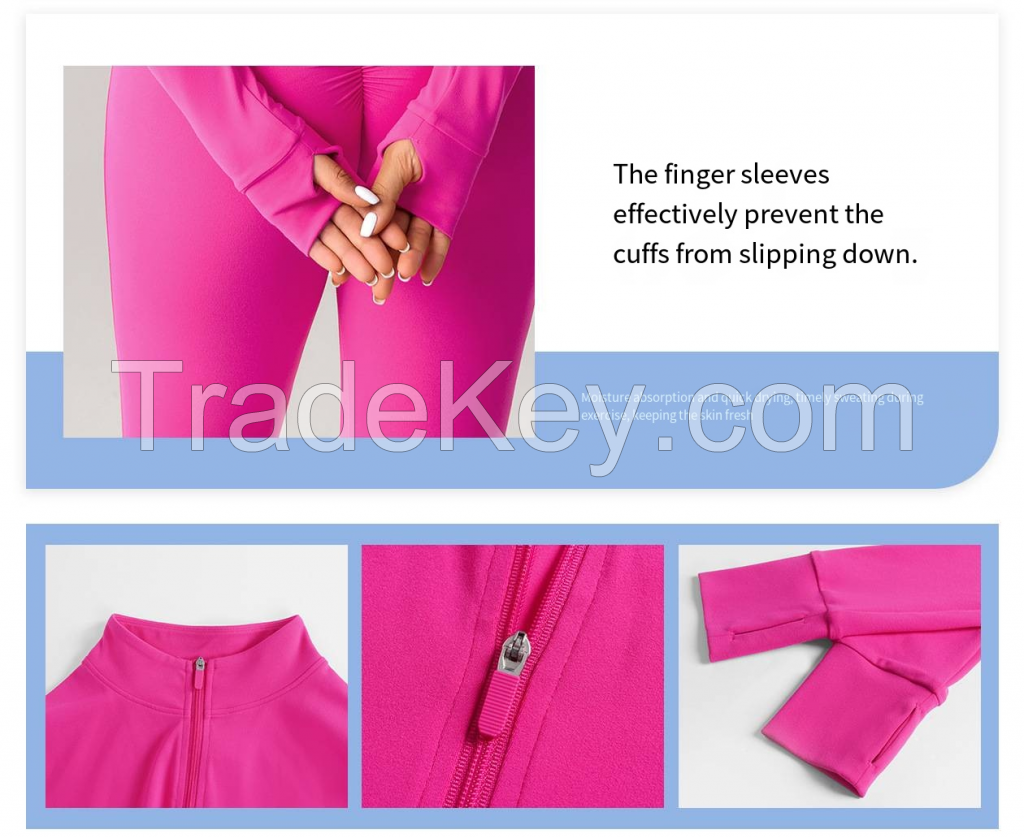 Women's Cropped Zip Jacket - Slim Fit Outdoor Running Top DCX011