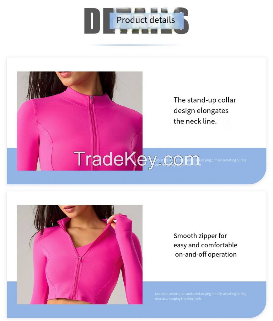 Women's Cropped Zip Jacket - Slim Fit Outdoor Running Top DCX011
