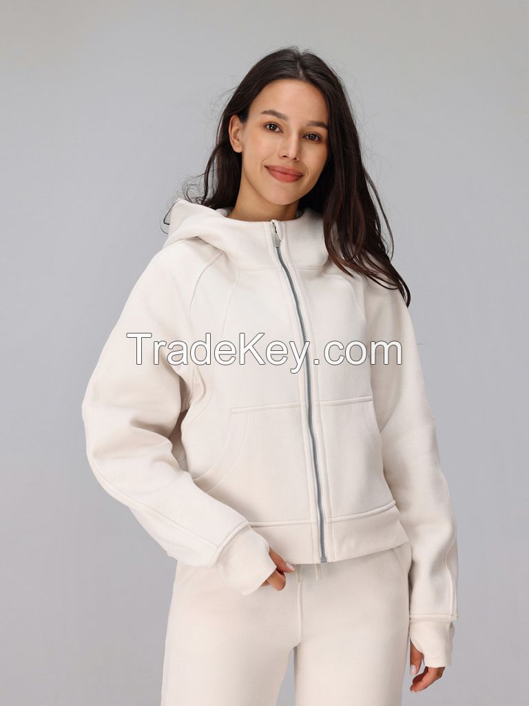 Scuba Fleece Hoodie - Full Zip Yoga Running Coat HWT014